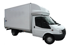 Car Hire Consett - White Ford Luton Box with Tail Lift - Van hire Consett